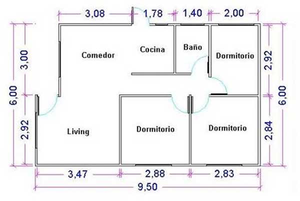 Plano de casa prefabricada con medidas