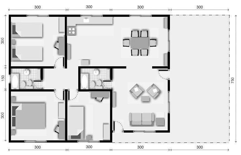 8 plano de casa 3 dormitorios