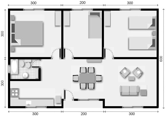 9 plano de casa 3 dormitorios