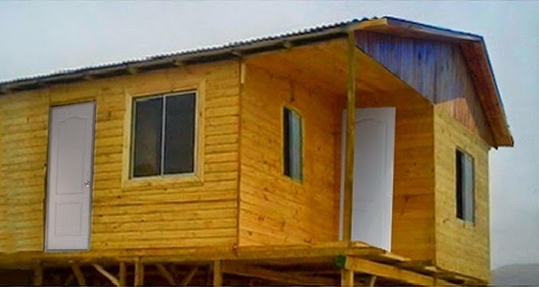 Fachada plano de casa prefabricada 3 dormitorios