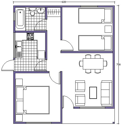 Plano de casa prefabricada de 42m2