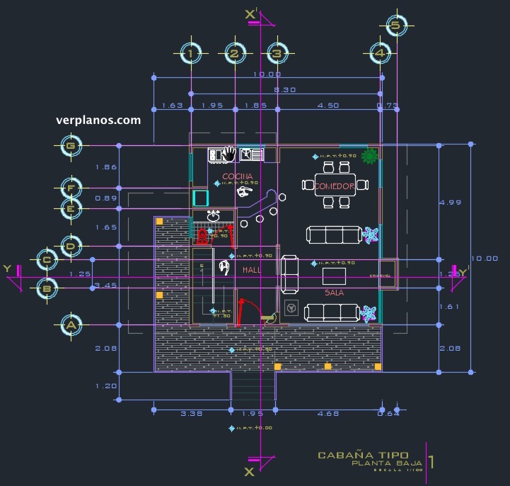 primer piso descargar plano de casa en cad