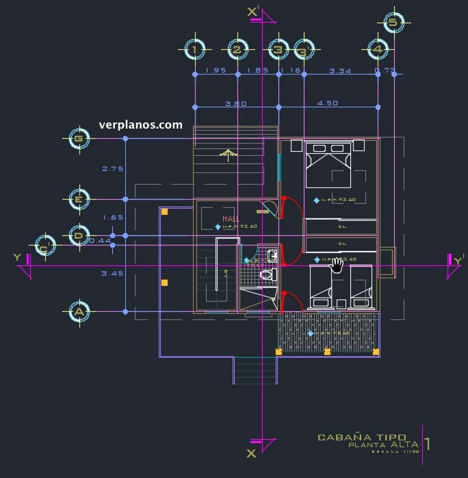 segundo piso descargar plano de casa en cad