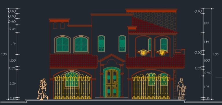 Plano de casa de 4 dormitorios 2 niveles 10x20mtrs (.dwg)