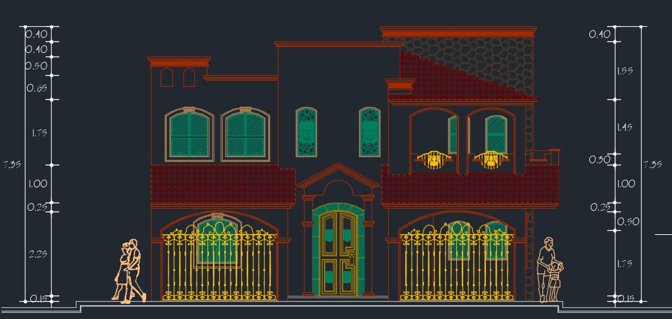 fachada principal plano de casa grande