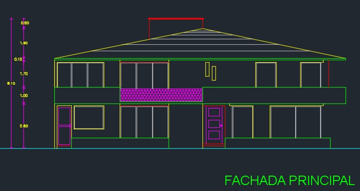 Descargar: Plano de casa en 2 piso con 130 m2 (Formato .dwg)