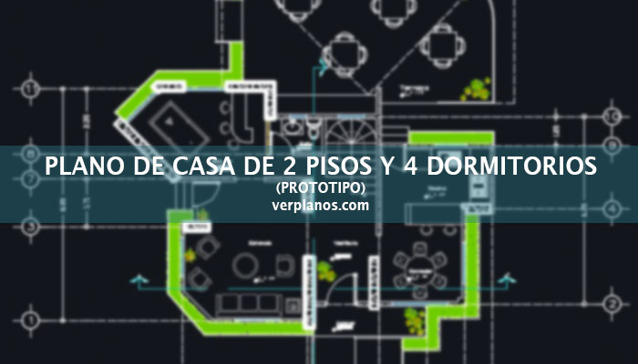 Plano de casa grande 2 pisos y 4 dormitorios