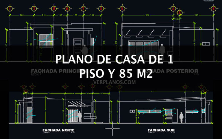 Plano de cabaña de 1 piso y 85m2 habitables