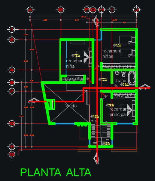 Plano del segundo piso de casa mediterránea de 2 pisos
