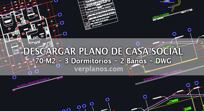 Descargar plano de casa social de 70m2 y 3 dormitorios