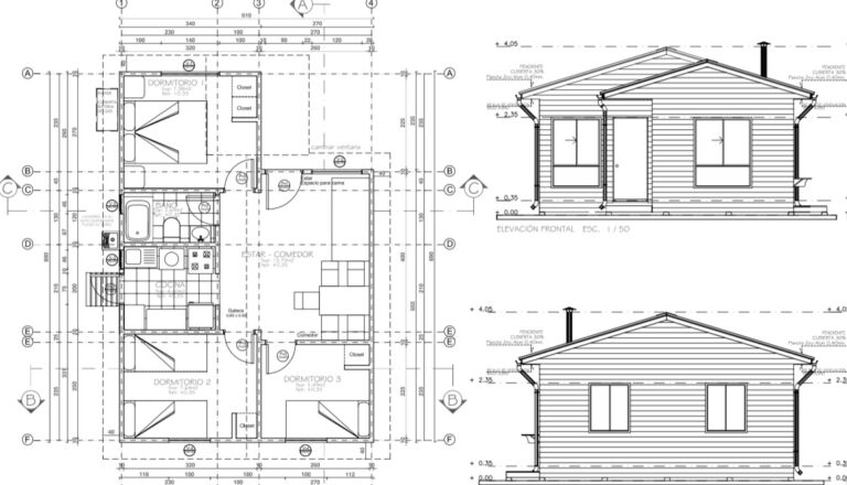 Descargar plano de casa social de 48m2 con 3 dormitorios