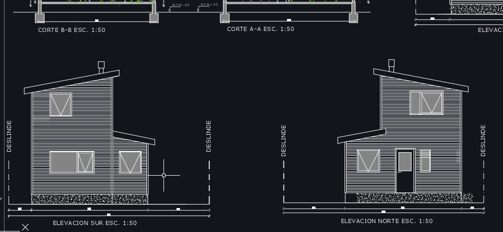 Fachada de plano de casa social de 2 pisos