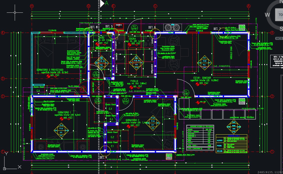Plano de casa social de 1 piso, arquitectura