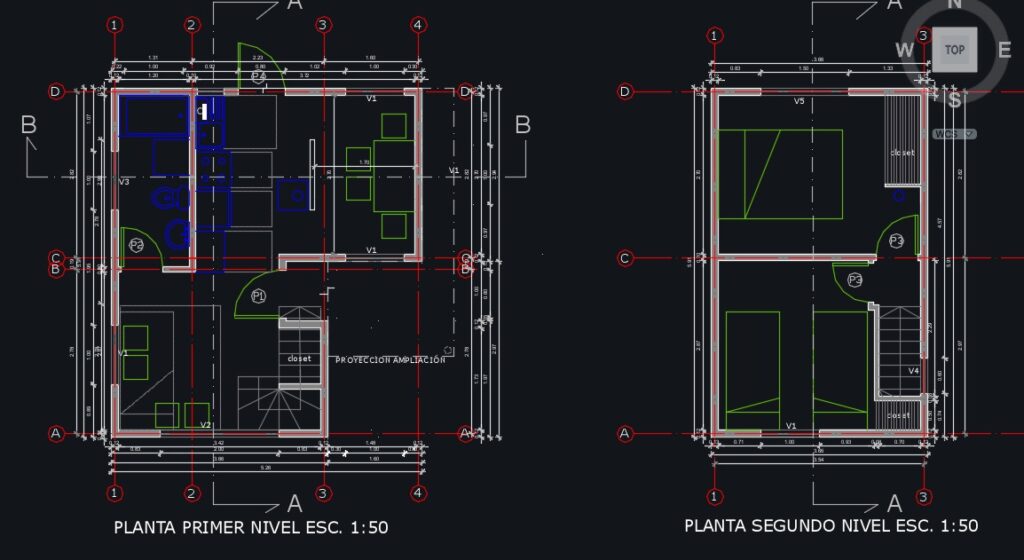 Vista previa de planos de casa social, primer y segundo piso