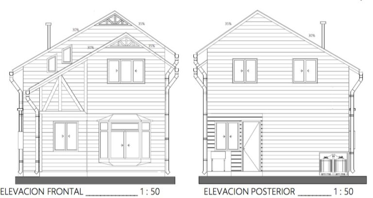 Descargar plano de casa social 70m2 y 2 pisos