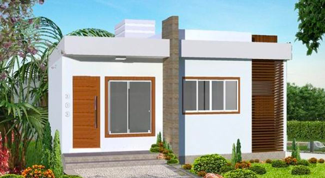 Fachada plano habitacional de vivienda de 1 piso