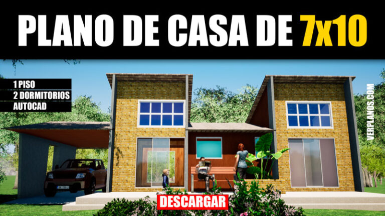 Plano de casa o cabaña con medidas en autocad para descargar