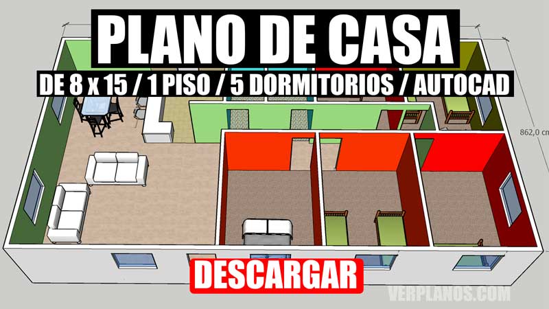 Plano de casa para descargar en autocad