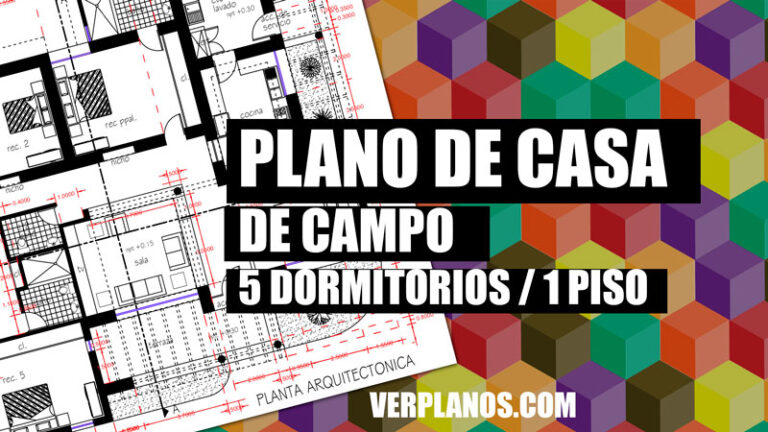 Plano de casa de campo de 1 piso 5 dormitorios 3 baños