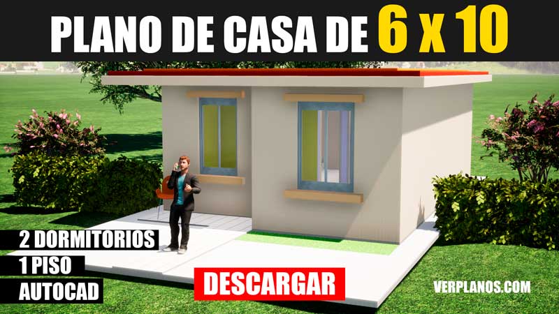 Plano de casa económico de 2 dormitorios