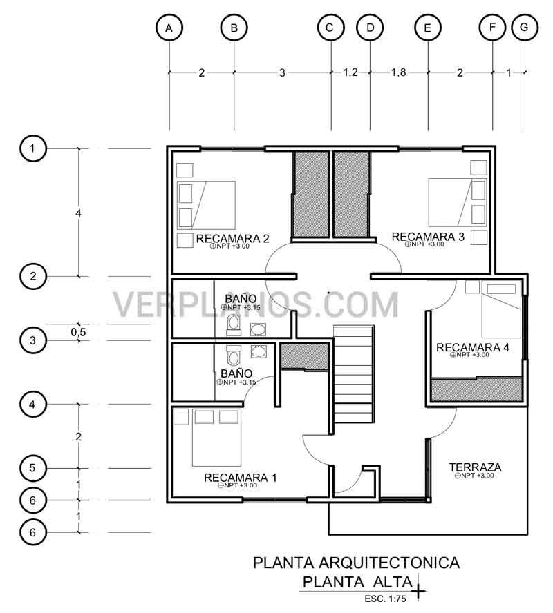 Vista Previa segundo piso plano de casa