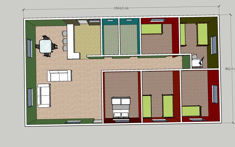 Vista en planta plano de casa para descargar
