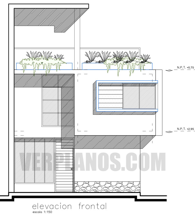 Vista previa de la fachada de este plano de casa
