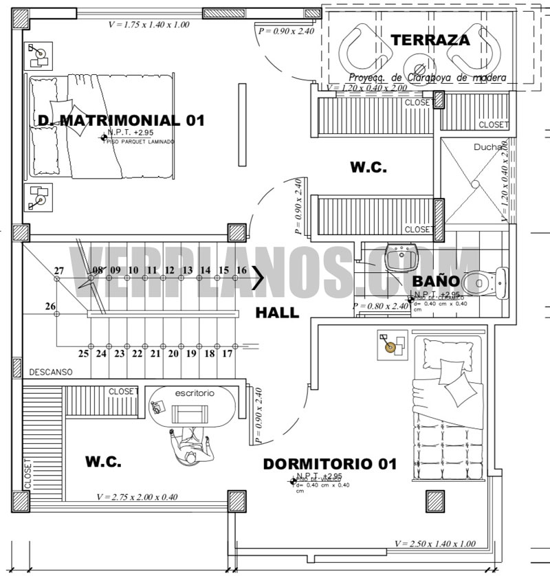 Vista previa plano de casa segundo piso