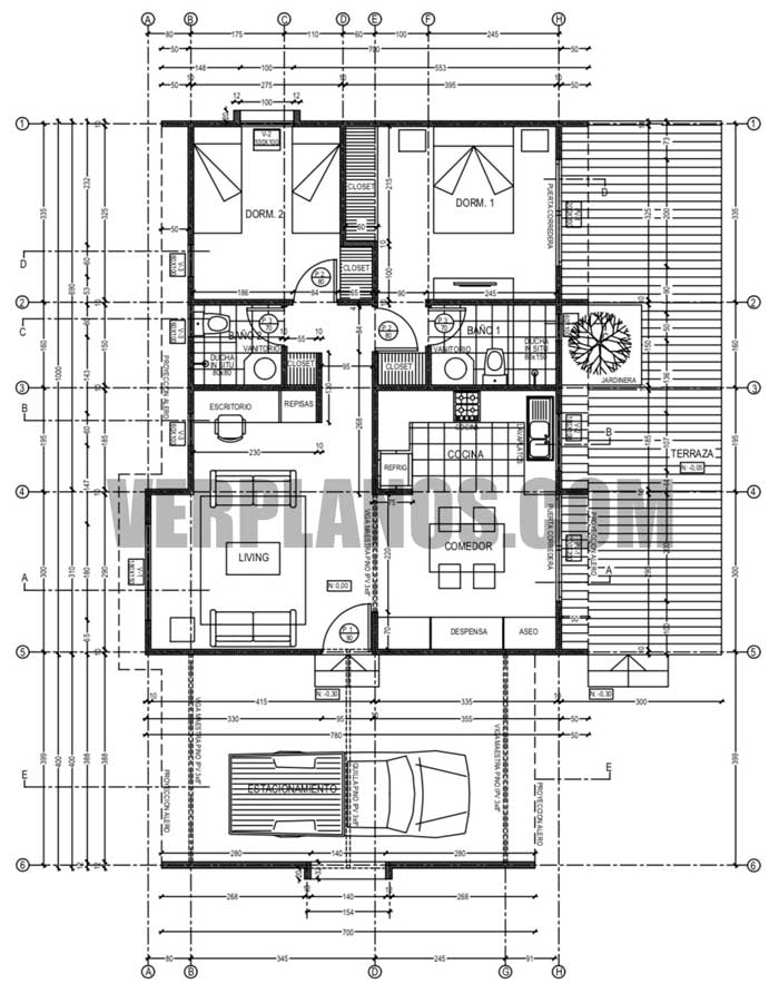 Vista previa plano en planta de esta casa o plano de cabaña