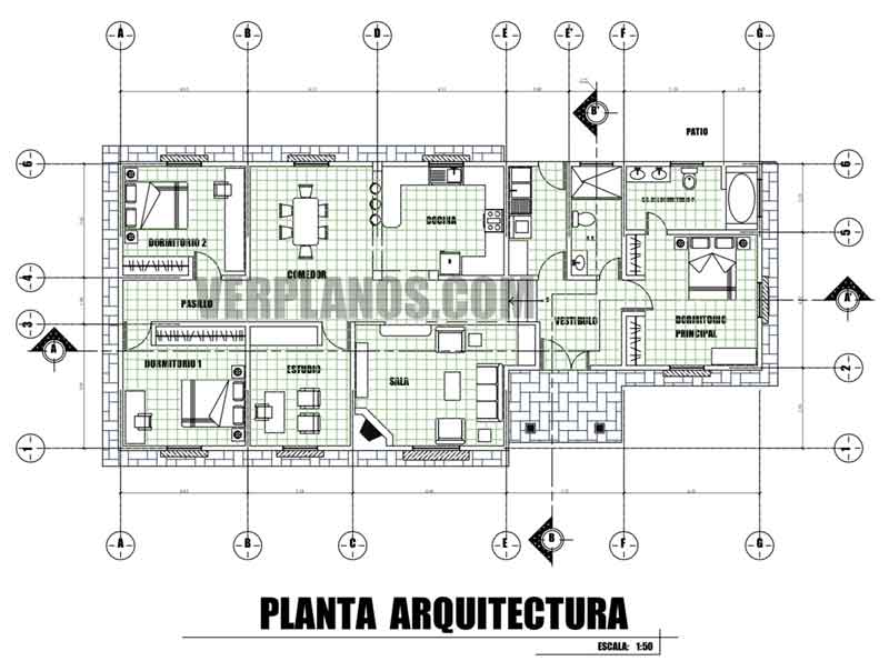 Vista previa en planta del plano de casa de campo