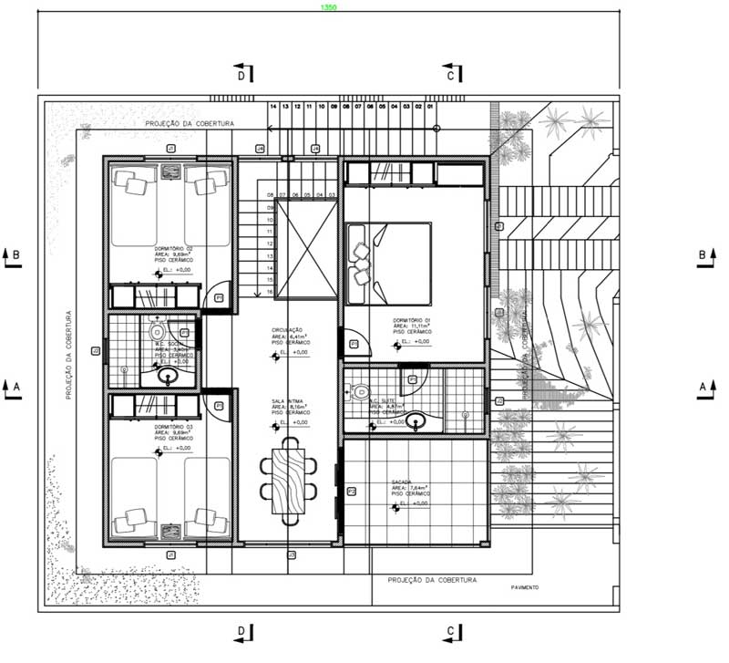 Vista previa del segundo nivel de este plano de casa