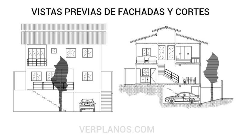 Vistas Previas de las fachadas y cortes