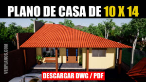 Plano de casa acogedora y clásica de 1 piso con medidas (DWG y PDF)