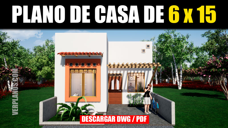 Plano de casa de 2 dormitorios 1 piso con medidas autocad pdf