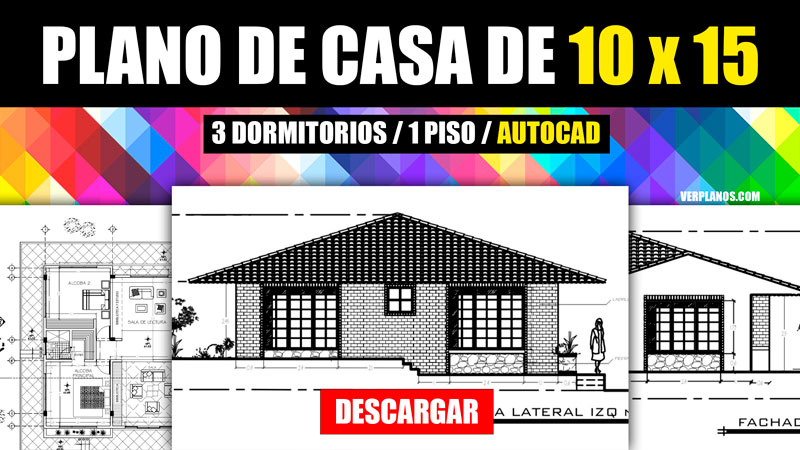 plano de casa de campo para descargar con medidas en autocad