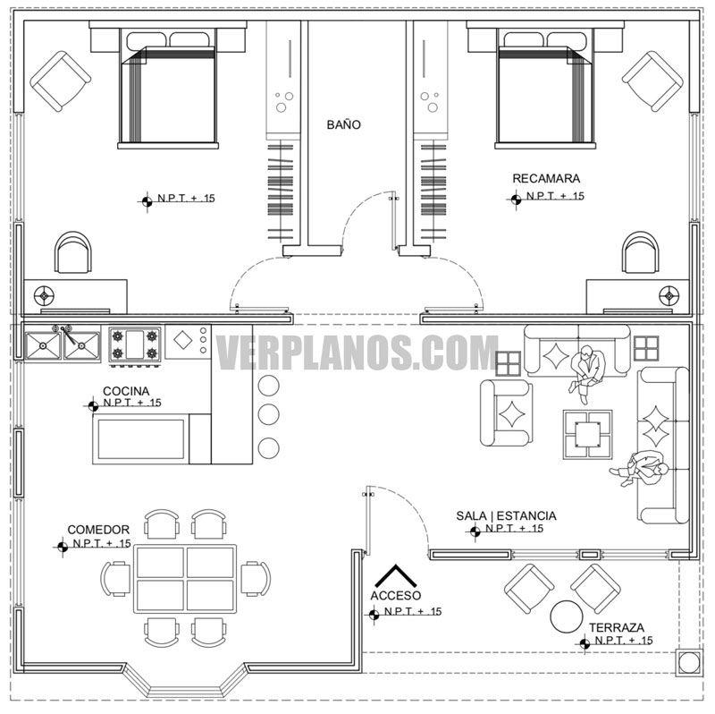 Plano de casa vista en planta plano casa economica