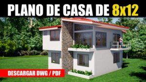 Planos de casa de 2 pisos y 3 dormitorios con medidas (DWG – PDF)