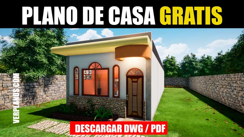 plano de casa para sitio angosto con medidas dwg y pdf gratis descargar