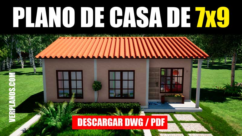 plano de casa social economica prefabricada con medidas en autocad
