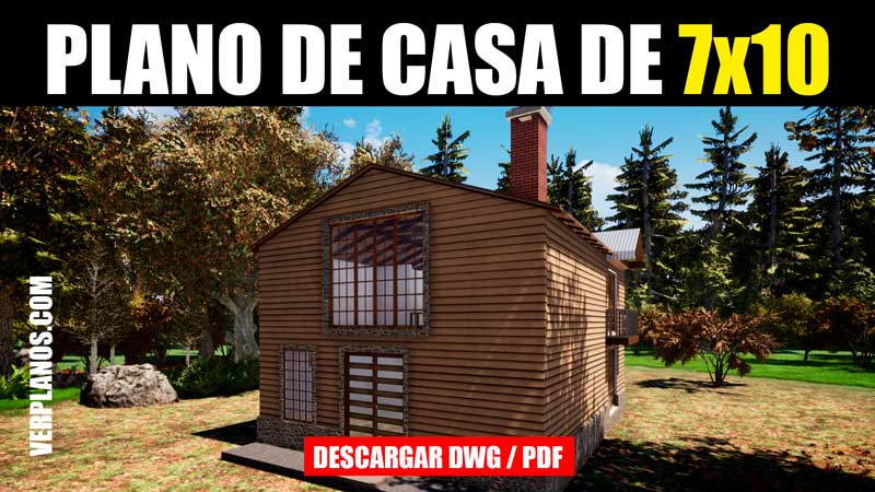 Plano gratis de cabaña para descargar en autocad y pdf con medidas