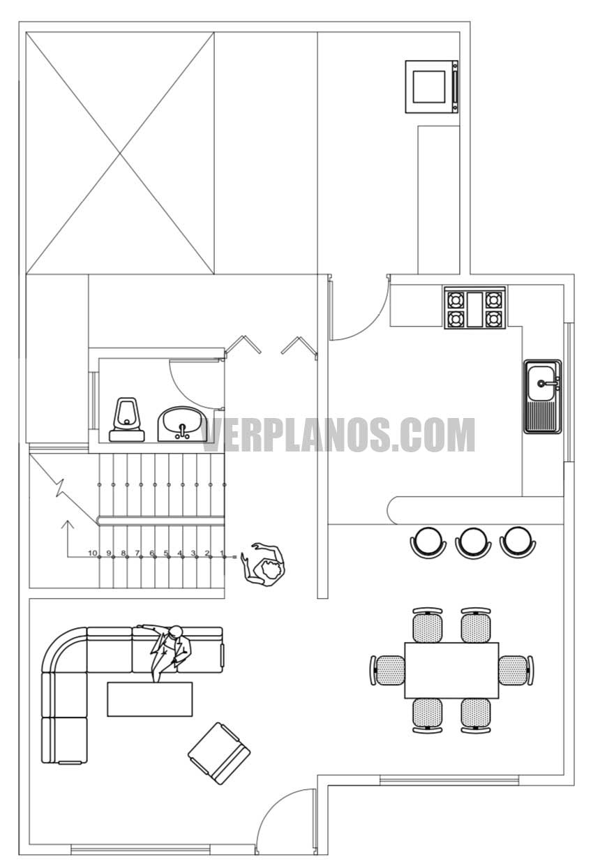 Vista previa primer nivel plano de casa