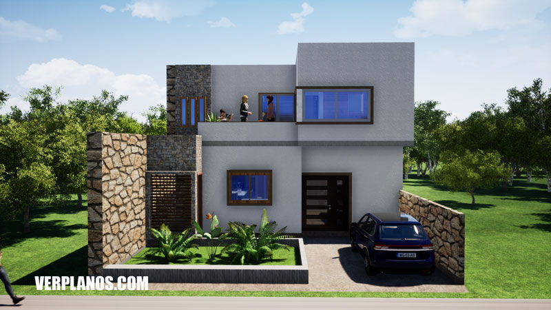 Vista previa fachada plano de casa moderna