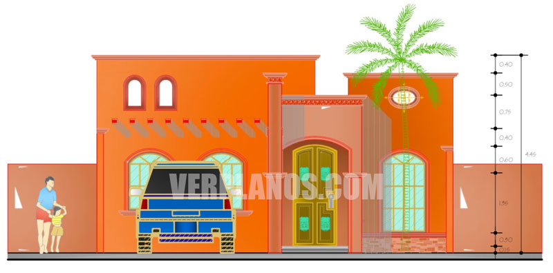 Plano de casa vista previa de su fachada