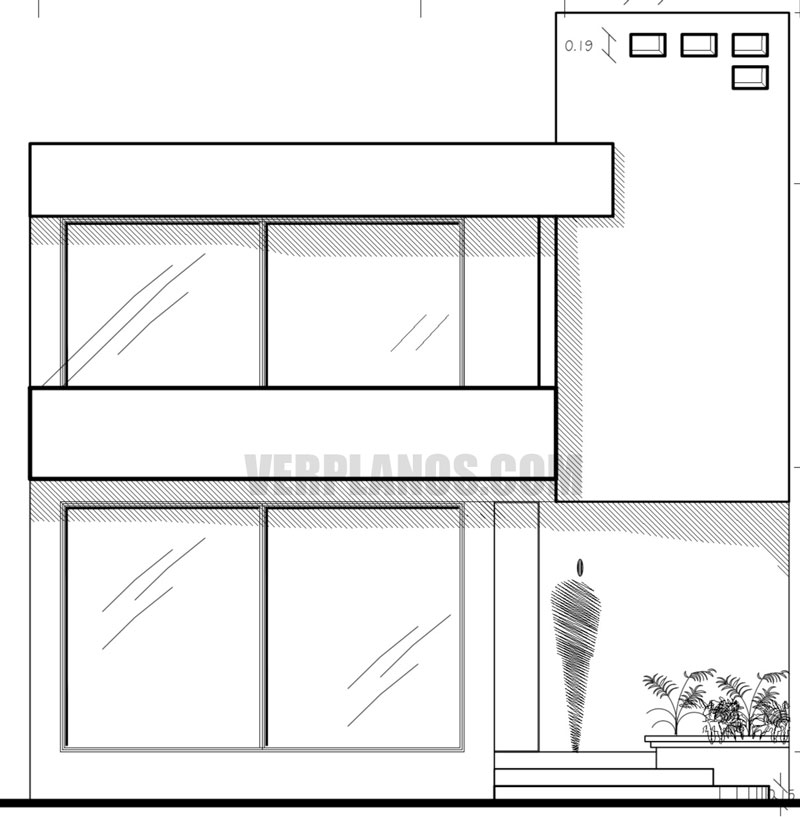 Vista previa plano de casa para sitio angosto terreno angosto vista previa fachada