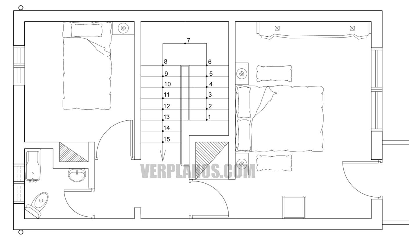 Vista previa segundo piso plano de casa