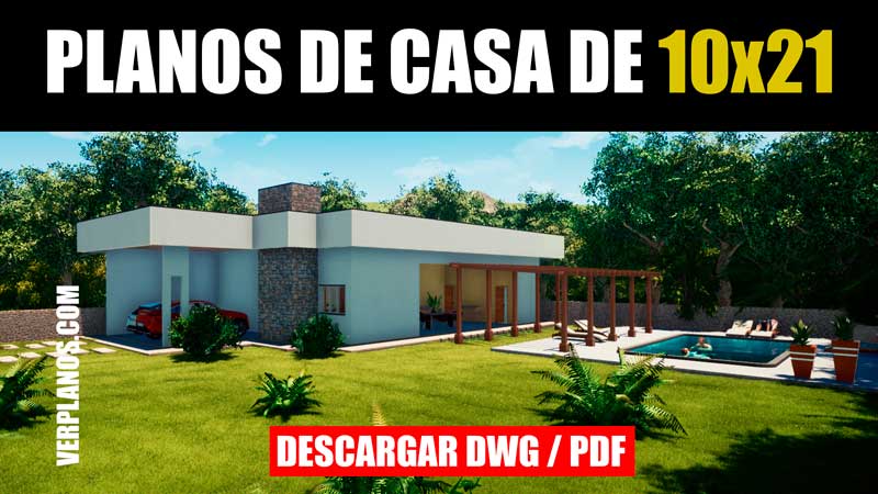 plano de casa con piscina en dwg para autocad descargar gratis con medidas