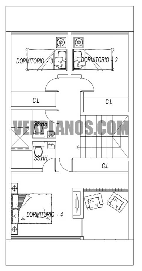 vista previa plano de casa segundo piso