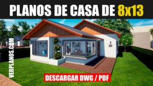 Planos de casa de 1 piso y 3 dormitorios con medidas (DWG / PDF)