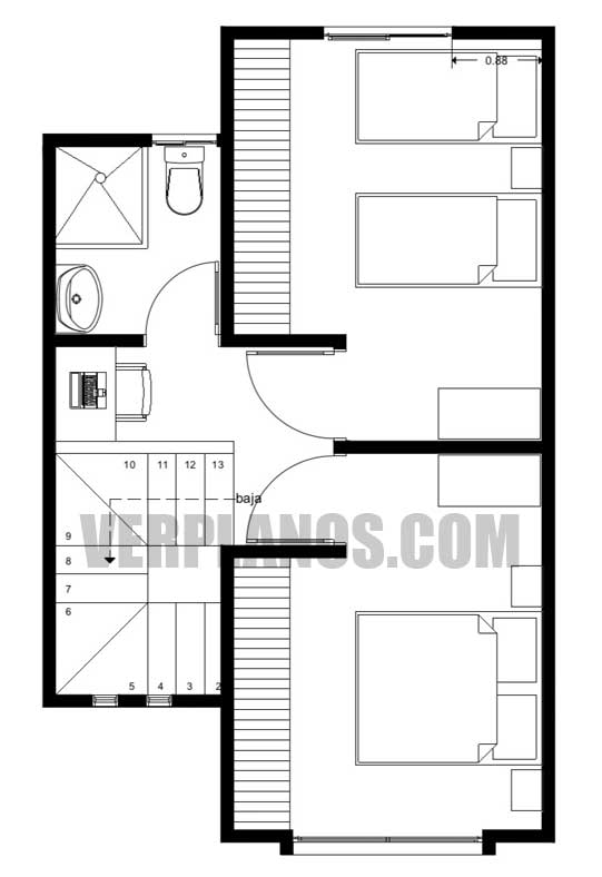Vista previa plano de casa segundo piso