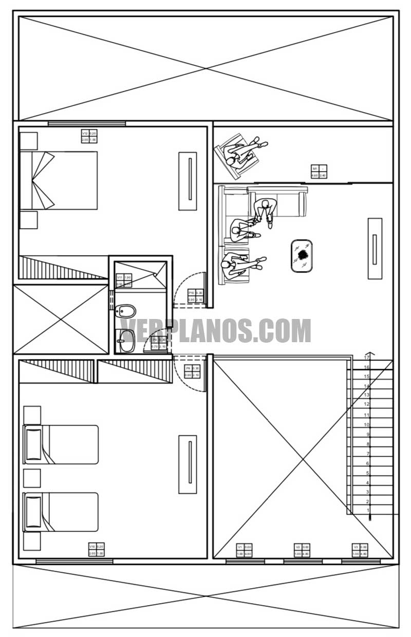 Vista previa plano de casa segundo piso